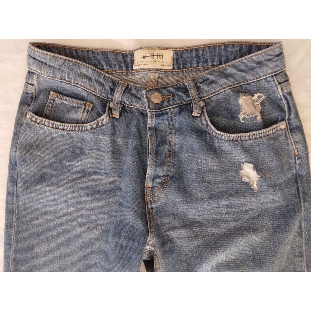 We The Free Heritage Flare Free People Jeans Size 28 Distressed Y2K Button Fly - Picture 7 of 14